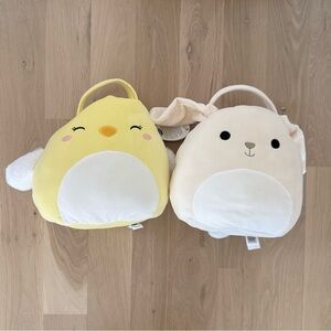 NWT Squishmallow Bunny and Chick Easter Plush Basket Set